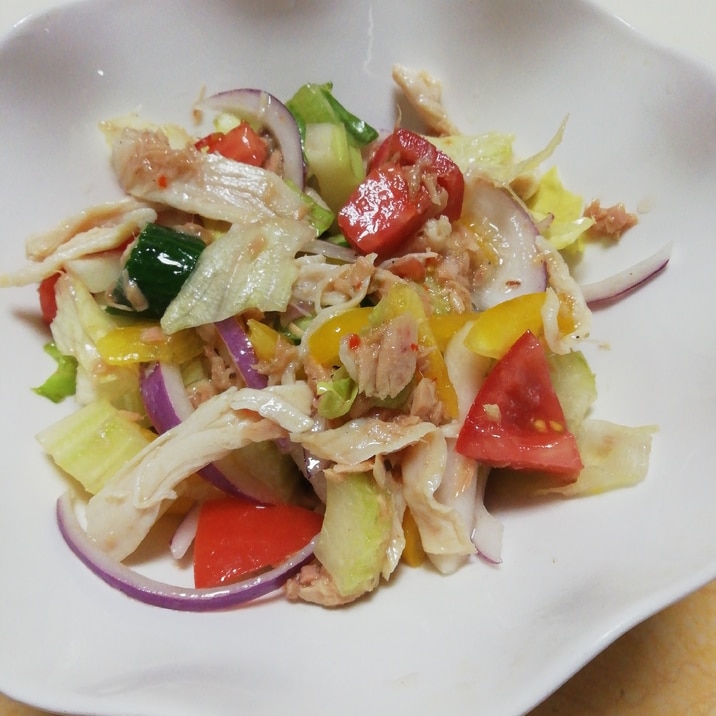 ほぐしチキンとツナのまろやかイタリアン野菜サラダ レシピ 作り方 By イク9110 楽天レシピ